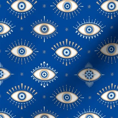 Evil Eye Blue Fabric Evil Eye Design Blue Fabric Spoonflower Fabric