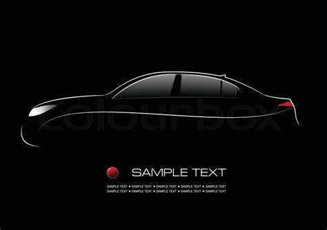 White Silhouette Of Car On Black Background Vector Illustration