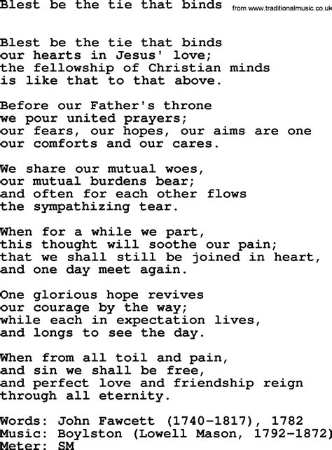 Book Of Common Praise Song Blest Be The Tie That Binds Lyrics Midi And Pdf