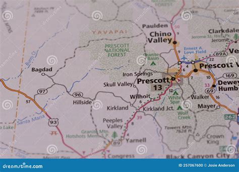 Prescott Arizona On A Map Stock Photo Image Of Road 257067600