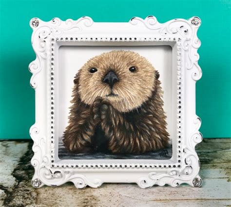 Itty Bitty Sea Otter Original Colored Pencil Drawing In A Etsy