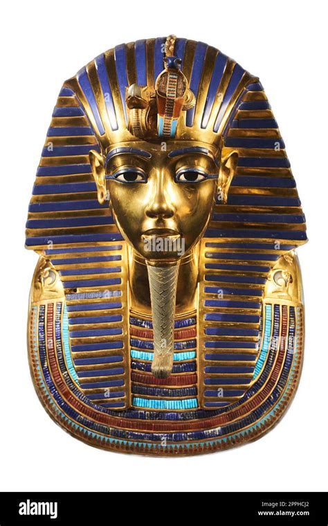 Funerary Burial Mask Of Egyptian Pharaoh Tutankhamun Isolated On White
