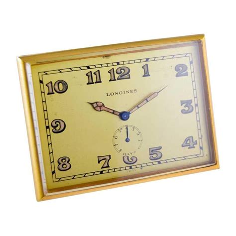 Longines Gilded Brass Art Deco 8 Day Desk Clock With Power Reserve From