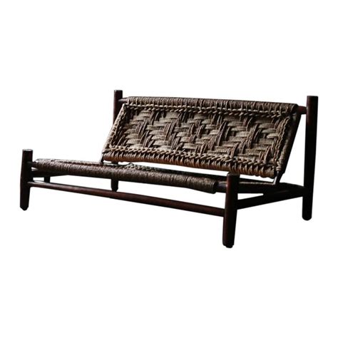 Wood And Woven Rope Bench By Audoux Minet At 1stdibs