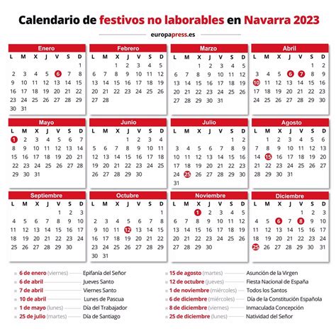 Calendario Laboral 2023 Días Festivos Y Puentes En Navarra