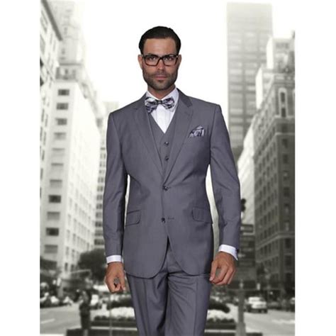 Statement Clothing Stzv 100 Charcoal 3 Piece Mens Solid Color Wool Suit