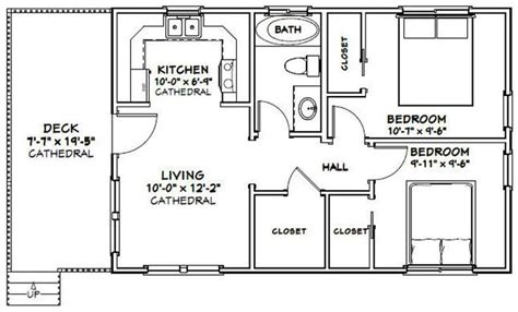 30x20 House 2 Bedroom 1 Bath 600 Sq Ft Pdf Floor Plan Etsy Tiny