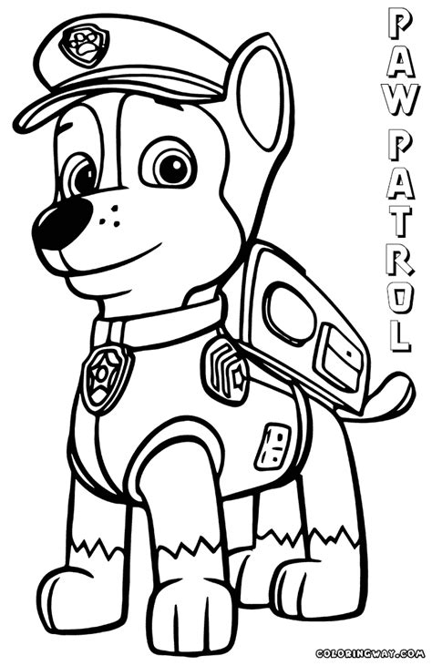 Chase From Paw Patrol Free Colouring Pages