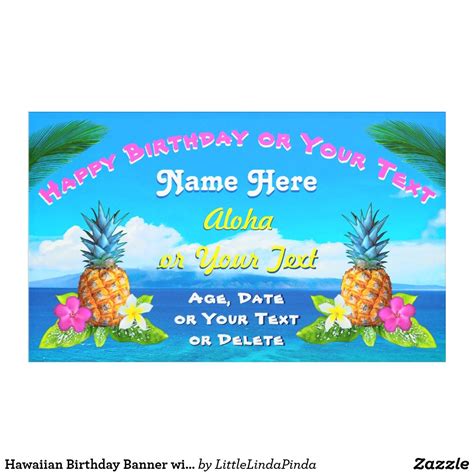 Hawaiian Birthday Banner with Real Hawaiian Images | Zazzle.com | Birthday banner, Hawaiian ...
