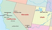 Mapa de Nevada - EUA Destinos