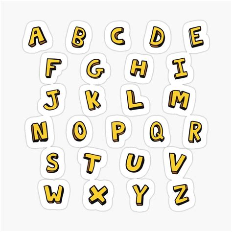 Alphabet Yellow Font Pack Letters For Writing Sticker By Jacostickers
