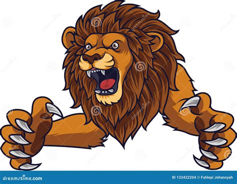 Angry Leaping Lion Stock Vector Illustration Of Mighty 133422204