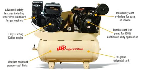 Ingersoll Rand Portable 2 Stage 14hp Gas Driven Air Compressor
