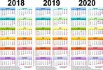 Three year calendars for 2018, 2019 & 2020 (UK) for Word