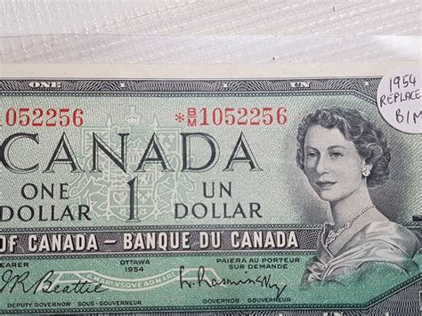 One Dollar Replacement Bill Canada 1954 Bm Prefix Schmalz Auctions