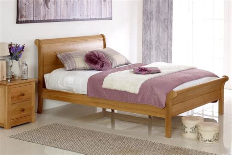 Mayfair Solid Natural Oak Sleigh Bed Frame 5ft King Size Oak Bed Frame Sleigh Bed Frame