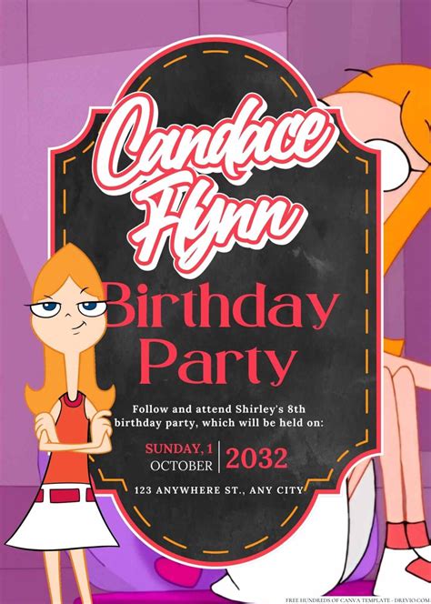 Candace Flynn Birthday Invitation Download Hundreds Free Printable
