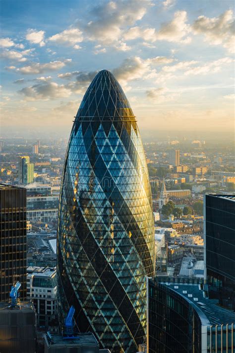London October 1 Gherkin Building 30 St Mary Axe During Sunrise In