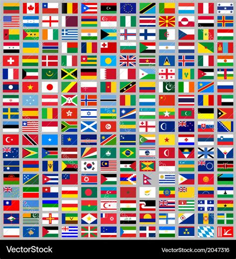 Flags All World Royalty Free Vector Image Vectorstock