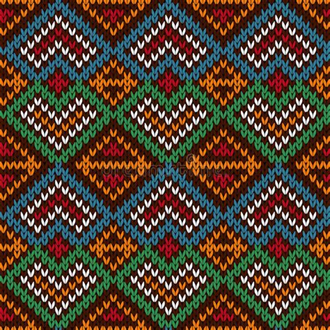 Ethnic Knitting Motley Ornate Seamless Pattern Stock Vector