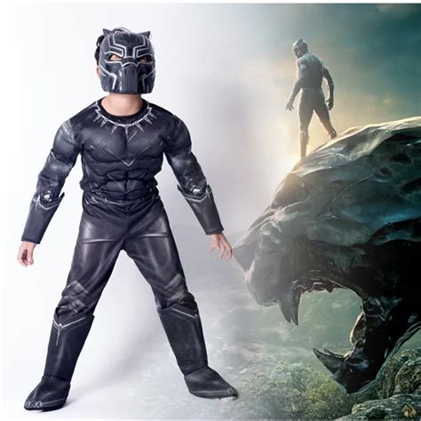 Buy Black Panther Cosplay Kids Child Boys Black Panther Muscle Costume