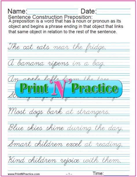 20+ Simple Cursive Sentences ⭐ Easy Grammar Worksheets ...