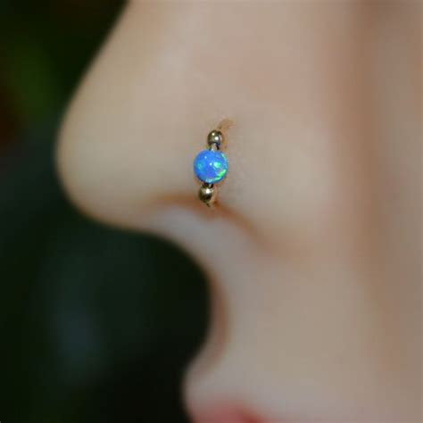 Nose Ring Gold Nose Hoop Mm Opal Helix Earring Rook Piercing