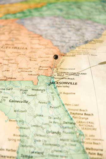 Road Map Of Jacksonville Florida And Georgia Borders Stock Photo
