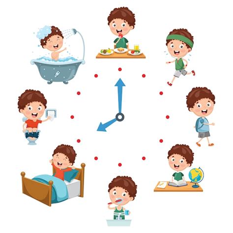 Premium Vector Vector Illustration Of Kids Daily Routine Activities