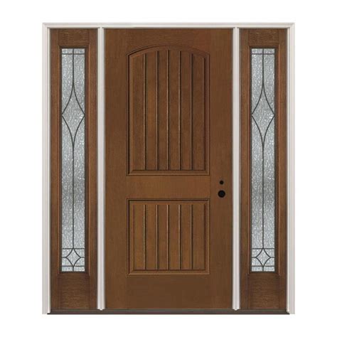Pella Left Hand Inswing Stained Fiberglass Prehung Entry Door With