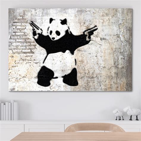 Banksy Panda With Guns Stick Em Up Canvas Art
