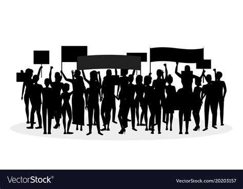 Crowd Protest Silhouette Vector Choose From 340 Crowd Silhouette
