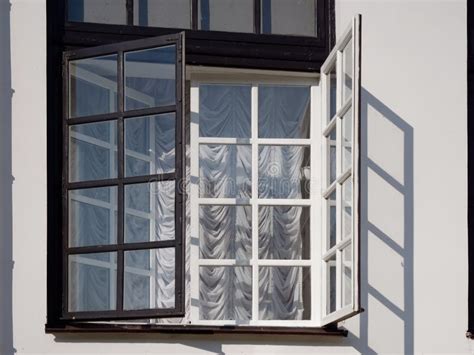 Beautiful White Large Wooden Window Of A Large House Stock Image