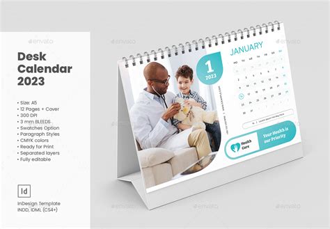Desk Calendar 2023 Healthcare Print Templates Graphicriver