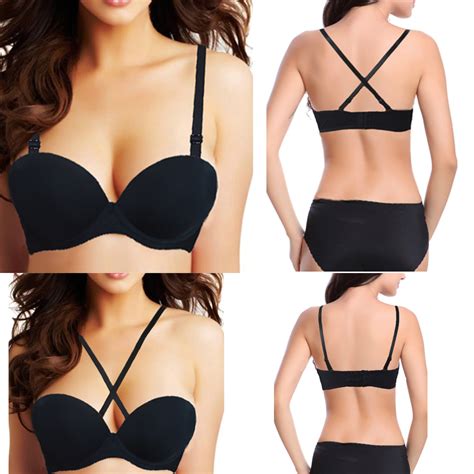 Women Push Up Strapless Bra Add Cup Padded Invisible Multiway Brassiere Abcd Ebay