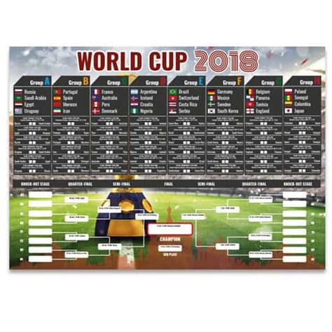 A4 2018 World Cup Wall Chart 360gsm Card 30cm X 21cm Partyrama