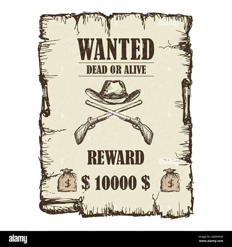 Vintage Wanted Poster In Wild West Style Had Drawn Vector Illustration