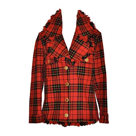 Moschino Plaid With Fringe Jacket For Sale At 1stdibs
