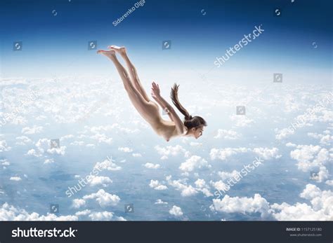 Beautiful Naked Woman Levitating High Above Stock Photo Shutterstock