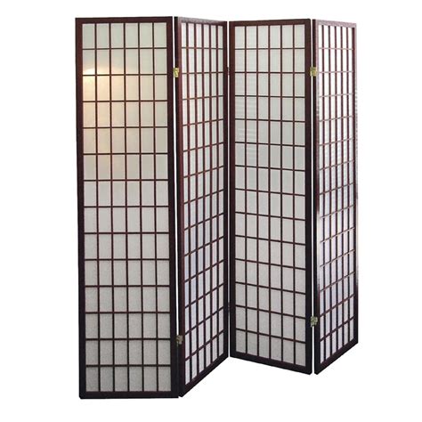 Shop Ore International 4 Panel Cherry Wood And Fabric Folding Indoor