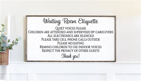 Waiting Room Sign Waiting Room Etiquette Business Signage Etsy