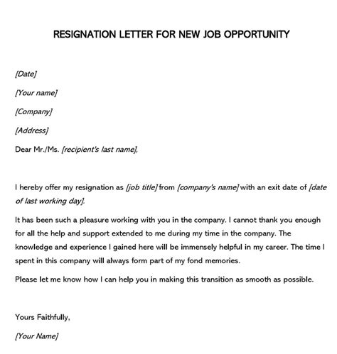 Resignation Letter For A New Job Opportunity Sample And Tips