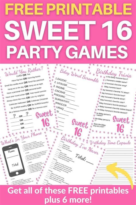 Sweet 16 Party Games Free Printables Parties Made Personal Girls