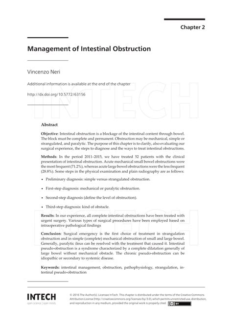 Anyone can have an obstruction at any age. (PDF) Management of Intestinal Obstruction