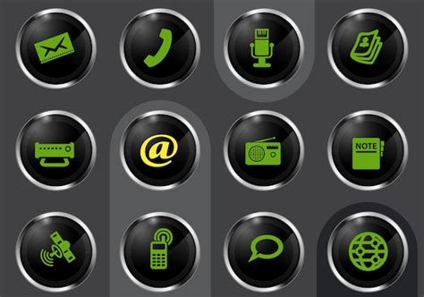 Premium Vector Communication Symbols On Black Shiny Buttons