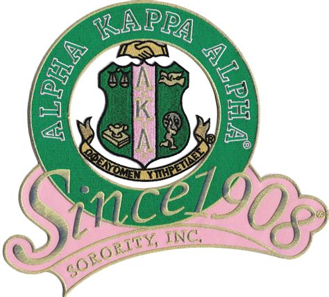 Alpha Kappa Alpha Sorority Inc Since 1908 Iron On Patch Greenpink