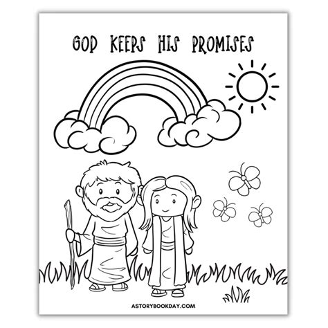 God Keeps His Promises Rainbow Coloring Page Sketch Coloring Page
