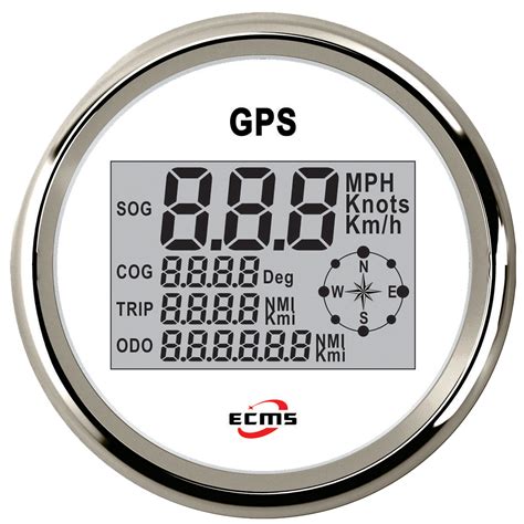 Ecms Multi Function Digital Gps Speedometer White Chrome Sog Cog Trip
