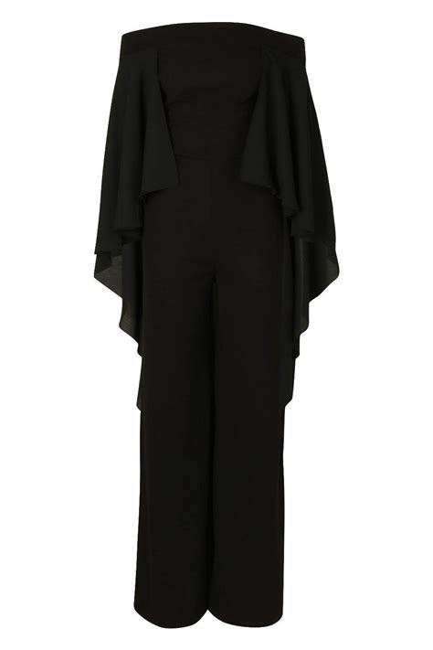 Off The Shoulder Wide Leg Extreme Cape Jumpsuit Cape Jumpsuit Off