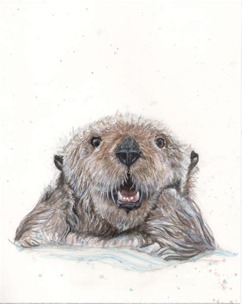Hanging Out Watercolor Sea Otter Art Print Etsy Sea Otter Art